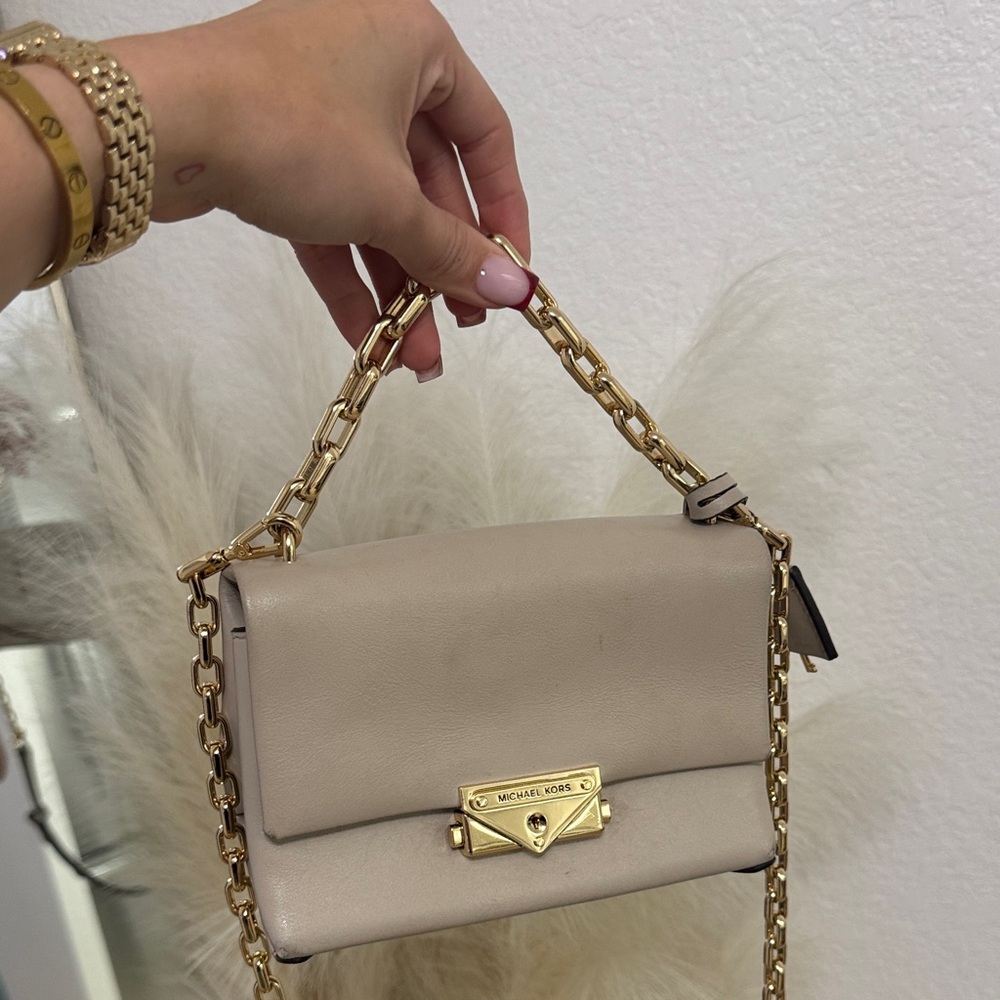 Michael Kors Beige Crossbody Bag with Gold Chain